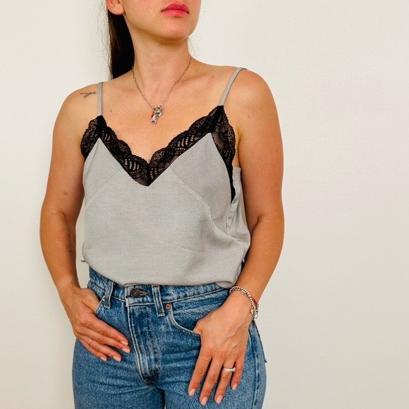 Maje Top Tank Camisole Black White Lace Sleeveless V-Neck - Picture 4 of 11